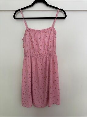 Pink Floral Spaghetti Strap Dress